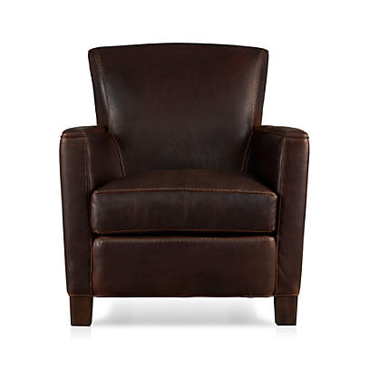 crate and barrel leather chair with ottoman