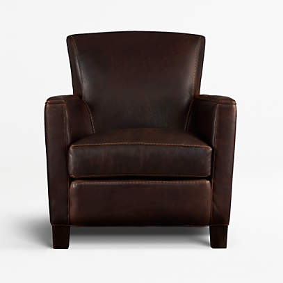 Briarwood Brown Leather Club Chair, Brown Leather Barrel Chair