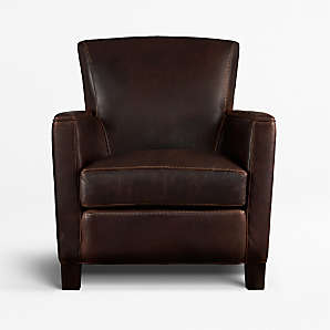 Club Chairs Crate And Barrel, Small Leather Club Chair Brown