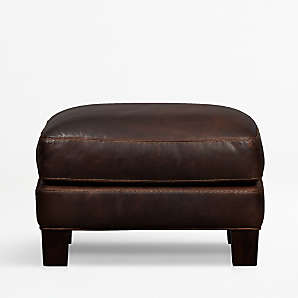 Leather Ottomans Crate And Barrel, Small Leather Footstool