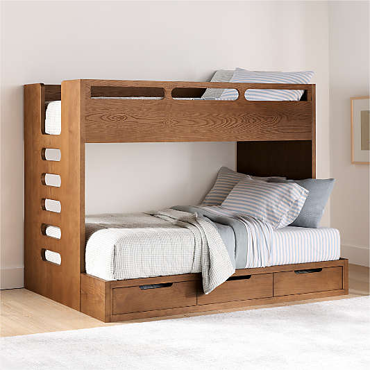 Bridgeman Hazelnut Wood Twin Over Full Kids Bunk Bed