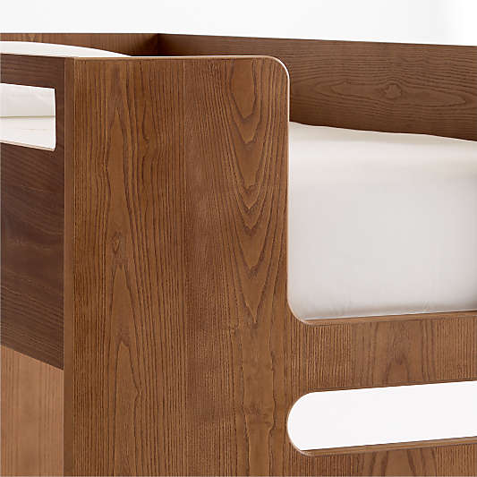 Bridgeman Hazelnut Wood Kids Twin Loft Bed with Ladder