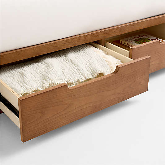 Bridgeman Hazelnut Wood Twin Kids Storage Trundle Bed