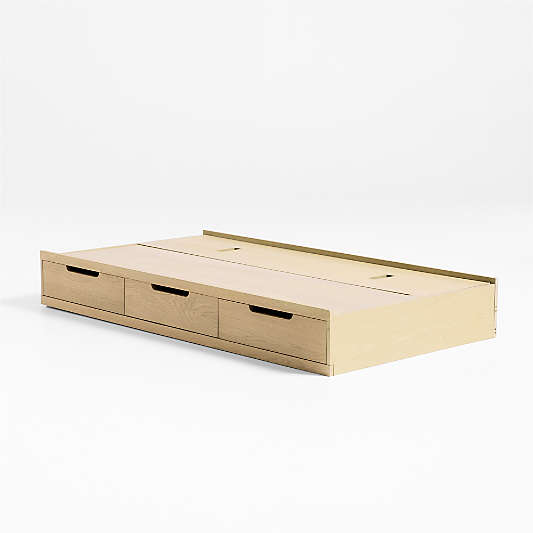 Bridgeman Natural Oak Wood Kids Storage Trundle Bed