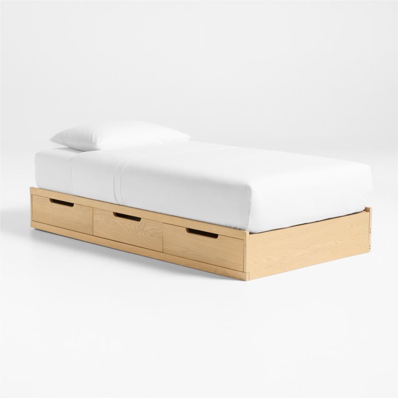 Bridgeman Natural Oak Wood Kids Storage Trundle Bed - image 3 of 7