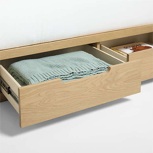 Bridgeman Natural Oak Wood Twin Kids Storage Trundle Bed