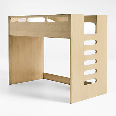 Bridgeman Natural Oak Wood Kids Twin Loft Bed with Ladder