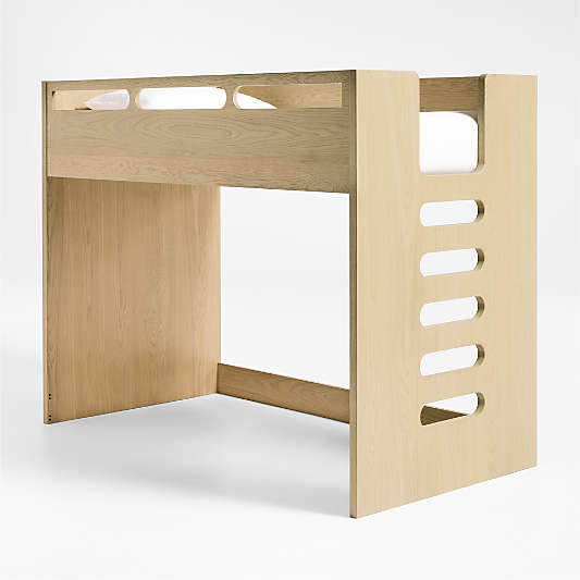 Bridgeman Natural Oak Wood Kids Twin Loft Bed with Ladder