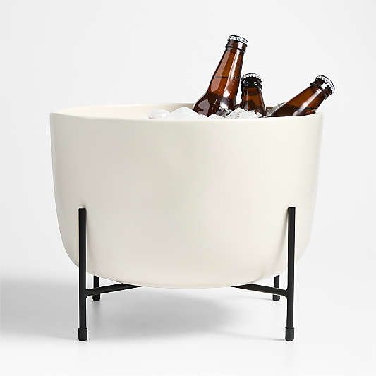 Bristol Ceramic Beverage Tub with Black Iron Stand