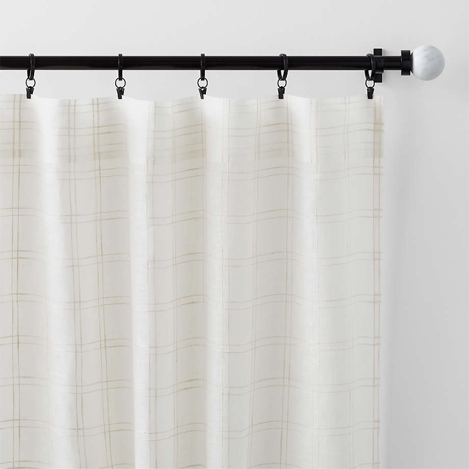 RHAFAYRE Set of 2 Khaki Sheer Curtains in Linen Effect - Eyelet