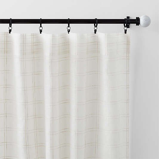 Briza White Windowpane European Flax ™-Certified Linen Sheer Window Curtain Panel 52"x120"