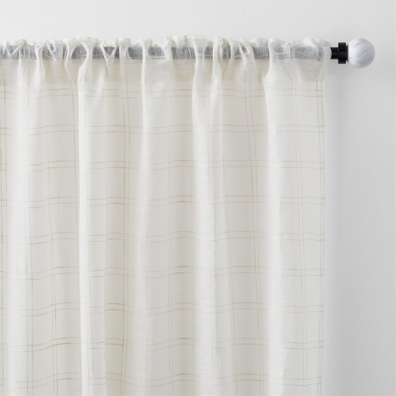 RHAFAYRE Set of 2 Khaki Sheer Curtains in Linen Effect - Eyelet