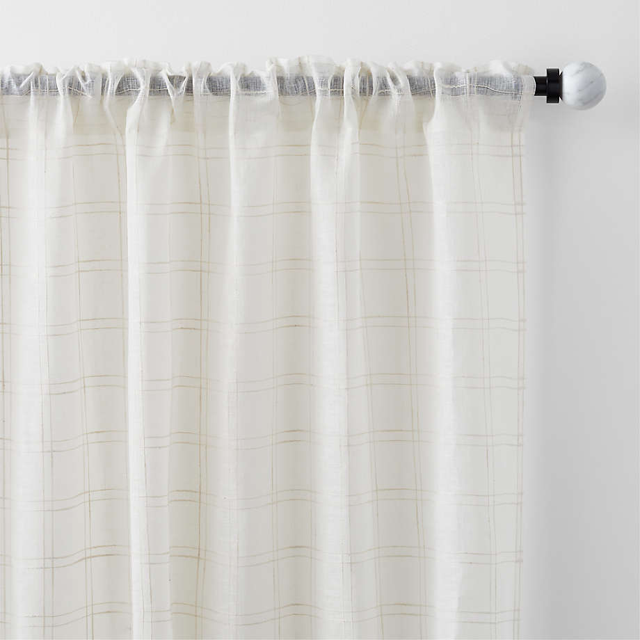 RHAFAYRE Set of 2 Khaki Sheer Curtains in Linen Effect - Eyelet