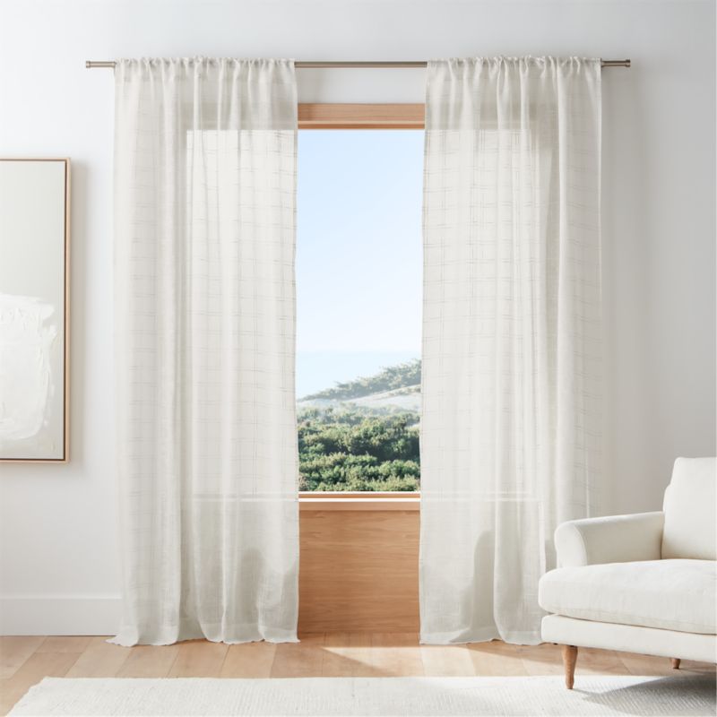 RHAFAYRE Set of 2 Khaki Sheer Curtains in Linen Effect - Eyelet