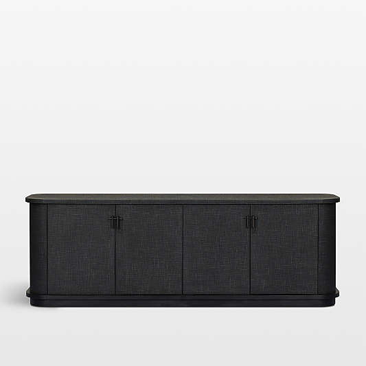 Finnegan 80" Black Linen Wood Media Console