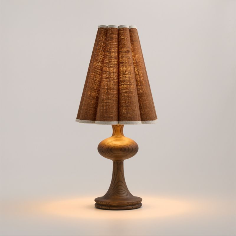 Bramble Wood Table Lamp with Scalloped Fabric Shade 24" - image 1 of 6