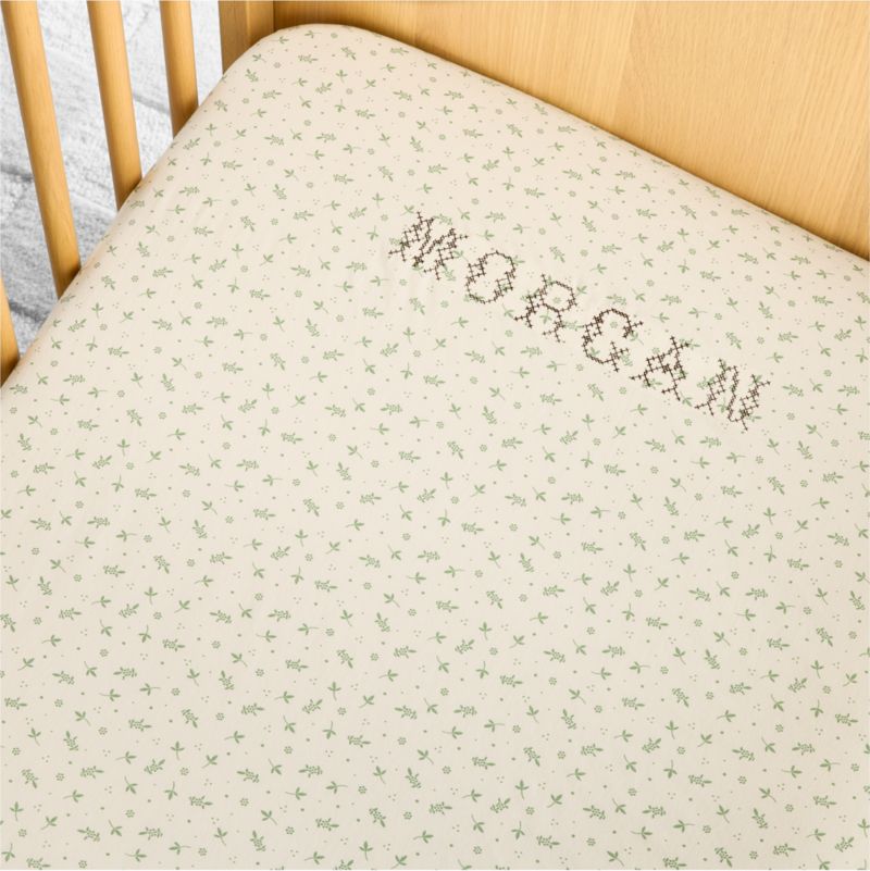 Bramble Floral 100% Organic Cotton Baby Crib Fitted Sheet By Sharland England - image 3 of 8