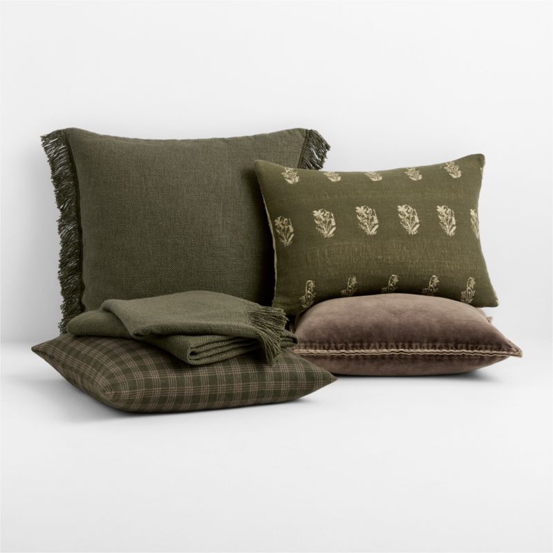 Casual Textured Fringe 23"x23" Burnt Green Throw Pillow Cover - image 3 of 6