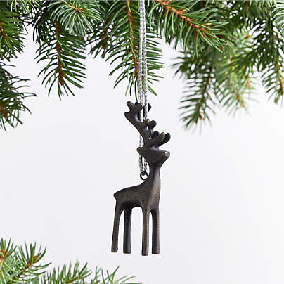 Antique Brass Reindeer Christmas Tree Ornament