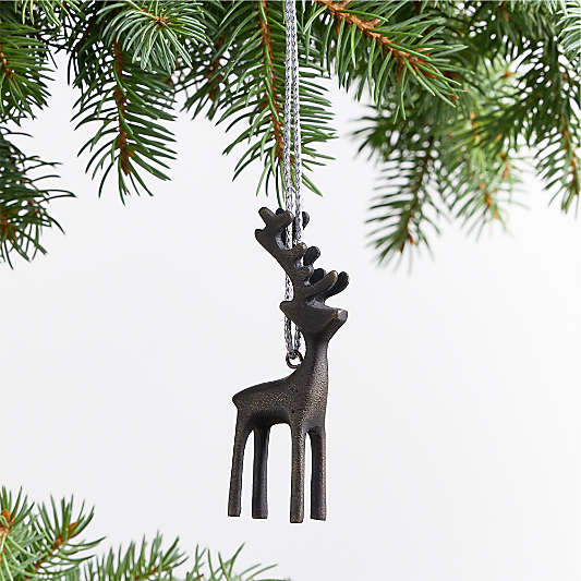 Antique Brass Reindeer Christmas Tree Ornament