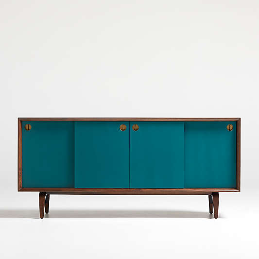 Brondby Walnut and Teal Door Credenza