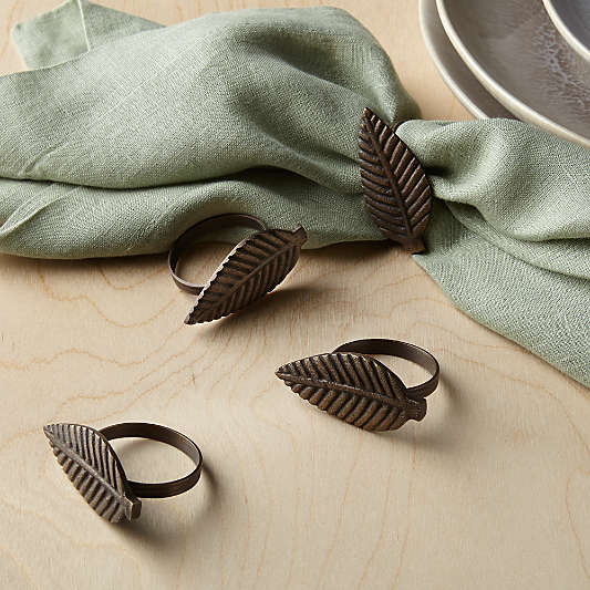 Bronze Leaf Napkin Rings, Set of 4