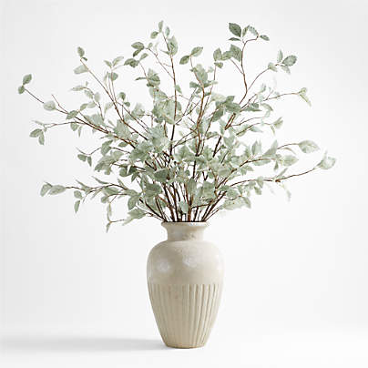 Brooklyn Cannelee Vase and Sage Green Leaf Branch Arrangement