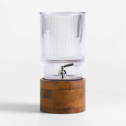 Atwell 1.7-Gallon Ribbed Glass Drink Dispenser with Brooks Stand Set