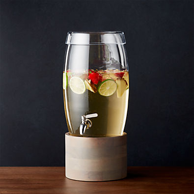 View Marin 2.7-Gallon Glass Drink Dispenser with Brooks Grey Wood Stand details