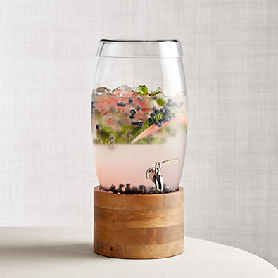 View Marin Glass Drink Dispenser with Brooks Wood Stand details