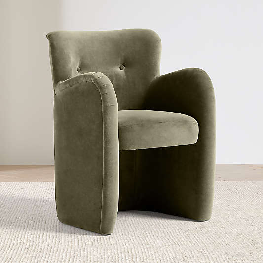 Broome Upholstered Olive Green Dining Chair by Jake Arnold