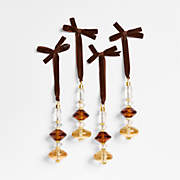 Amber, Gold and Clear Stacked Glass Tree 5.5 Christmas Tree Ornament, Set of 4