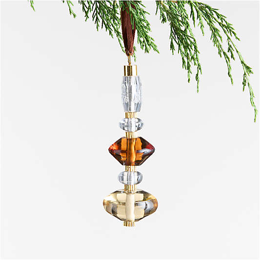 Amber, Gold and Clear Stacked Glass Tree 5.5 Christmas Tree Ornament
