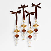 Amber, Gold and Clear Stacked Glass Tree 6.5 Christmas Tree Ornament, Set of 4