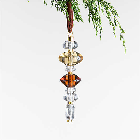 Amber, Gold and Clear Stacked Glass Tree 6.5 Christmas Tree Ornament