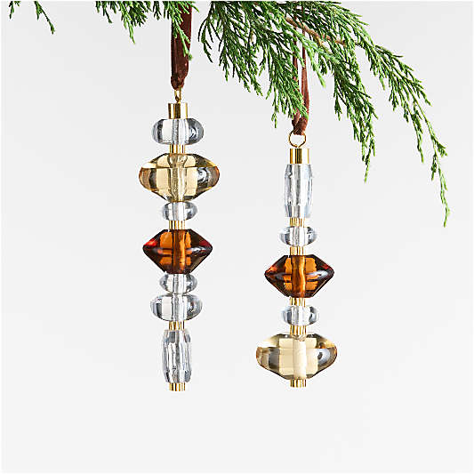 Amber, Gold and Clear Stacked Glass Tree 5.5 Christmas Tree Ornament