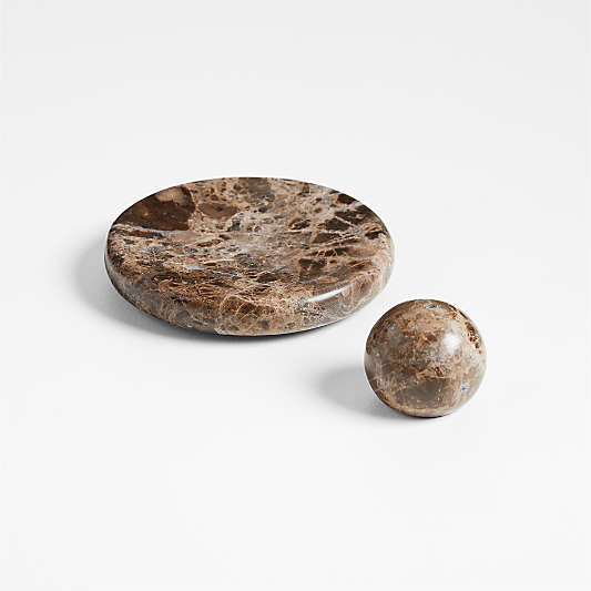 Brown Marble Round Sphere Incense Holder