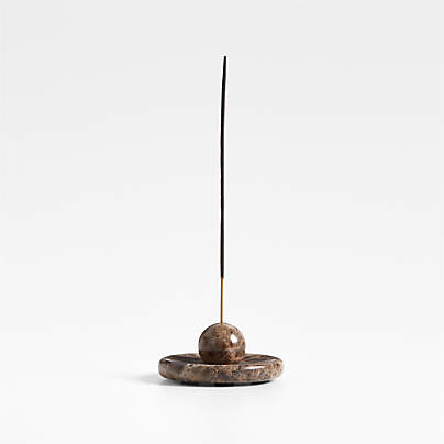 Brown Marble Round Sphere Incense Holder