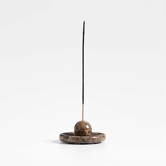 Brown Marble Round Sphere Incense Holder