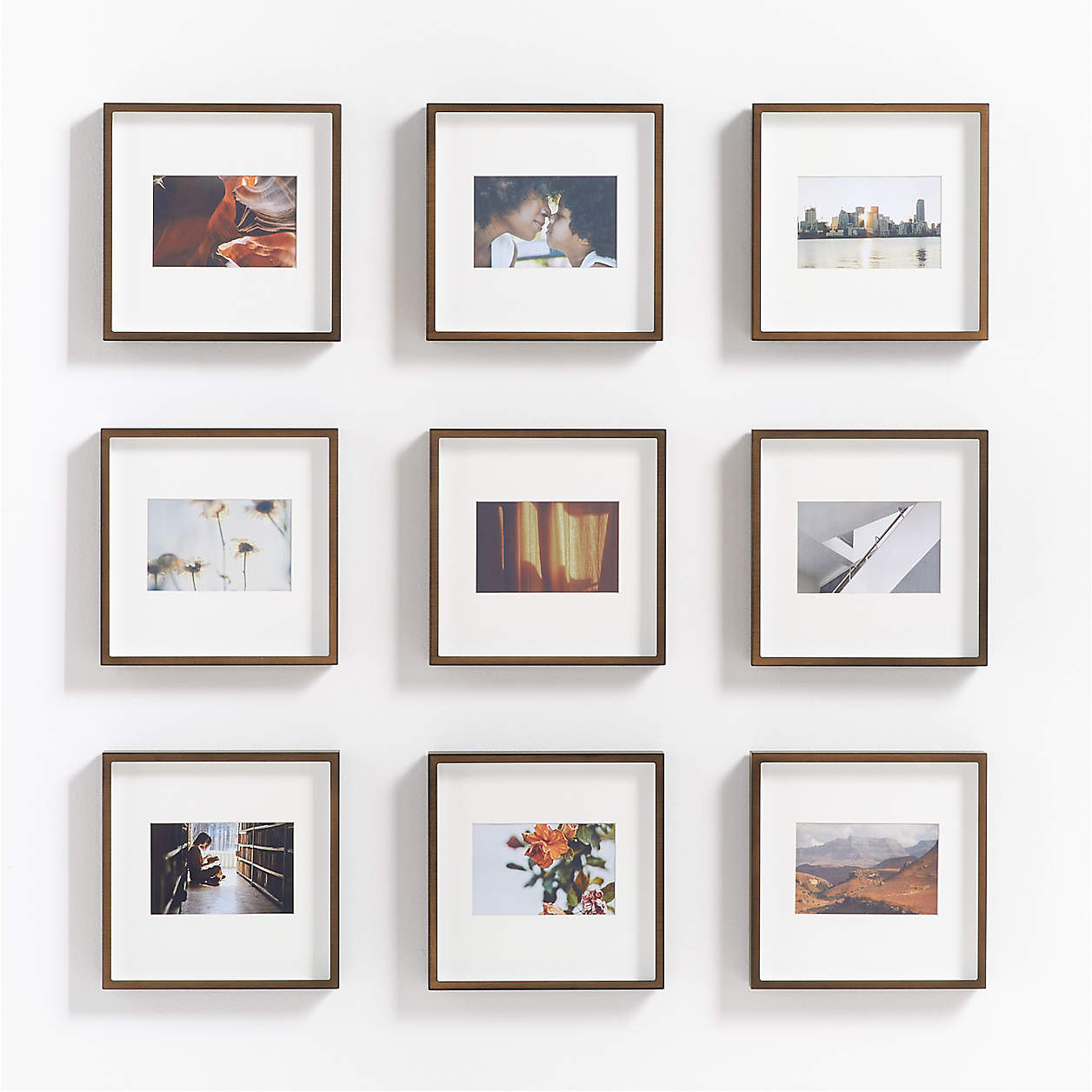 9Piece Brushed Antique Bronze 4x6 Gallery Wall Picture Frame Set