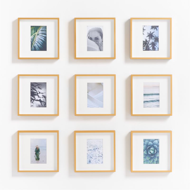 9-Piece Brushed Brass 4x6 Gallery Wall Frame Set