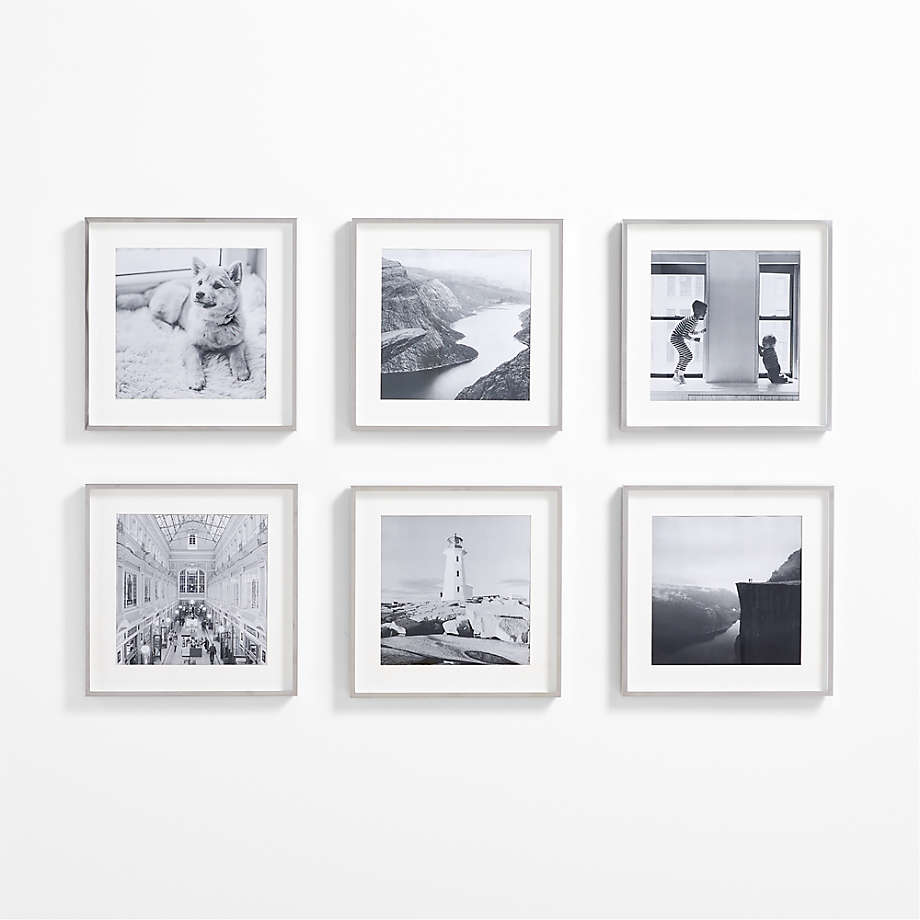 6-Piece Brushed Silver 11x11 Gallery Wall Picture Frame Set +