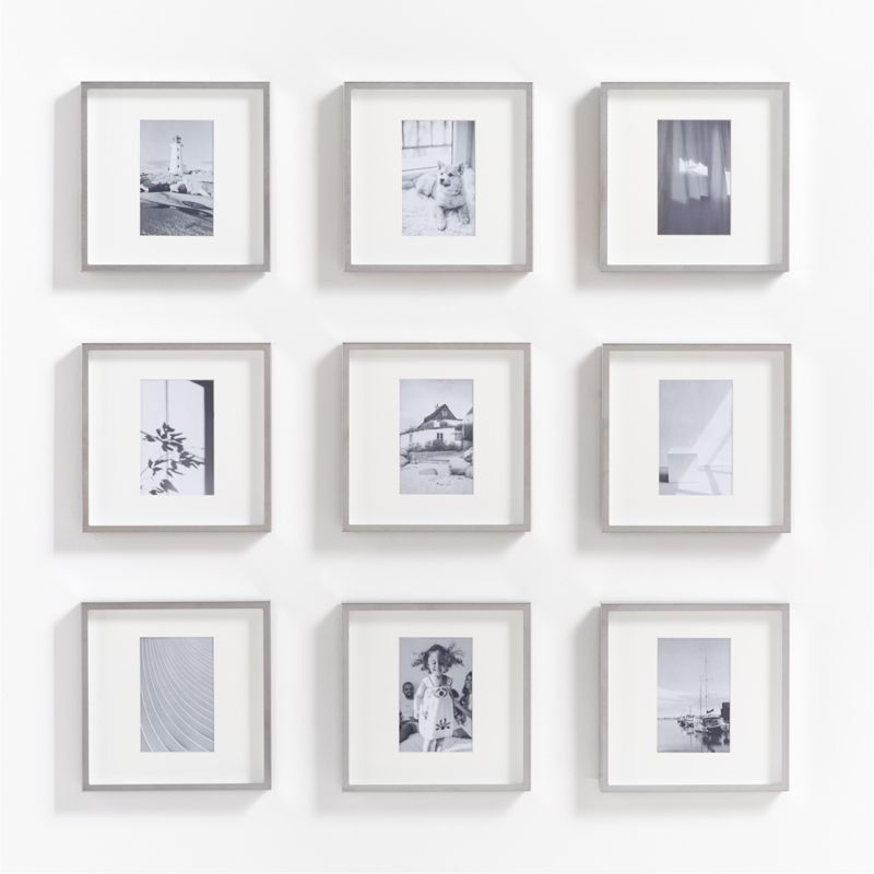 9-Piece Brushed Silver 4x6 Gallery Wall Frame Set