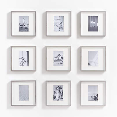 9-Piece Brushed Silver 4x6 Gallery Wall Frame Set