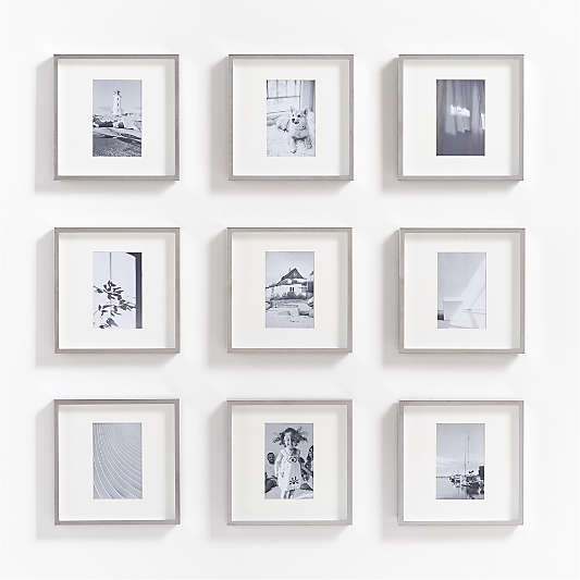 9-Piece Brushed Silver 4x6 Gallery Wall Frame Set