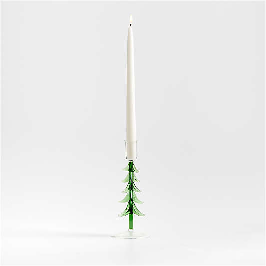 Borosilicate Glass Christmas Tree Taper Candle Holder Small