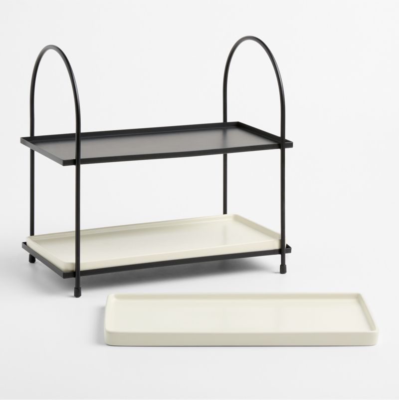 Bristol Ceramic 2-Tiered Server with Black Iron Stand - image 1 of 3