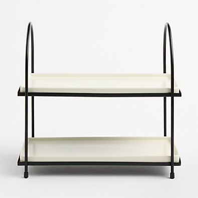 View Bristol Ceramic 2-Tiered Server with Black Iron Stand details