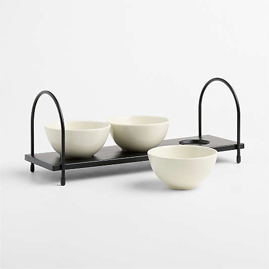 Bristol Ceramic 3-Part Server with Black Iron Stand