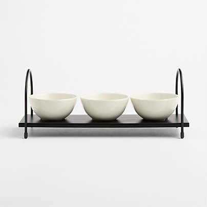 Bristol Ceramic 3-Part Server with Black Iron Stand